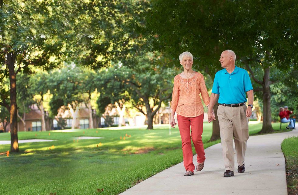 Senior Couple Walking in a park