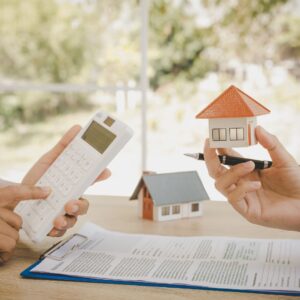 People discussing property management details. 